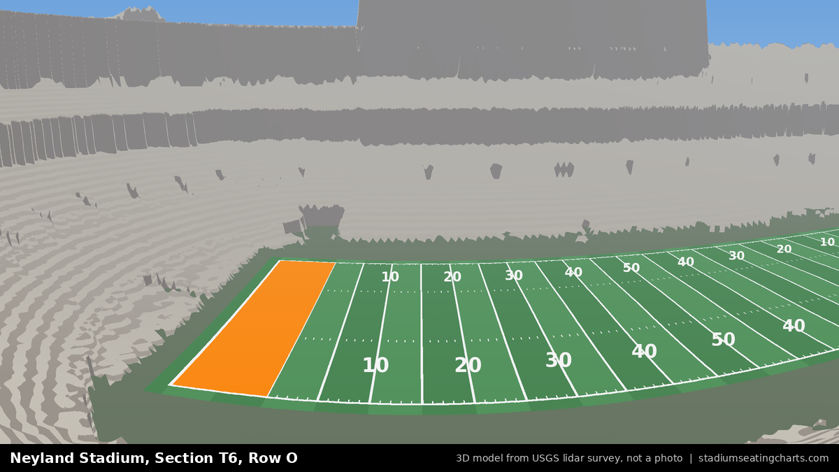 View from Neyland Stadium Section T6, Row O, looking toward the field