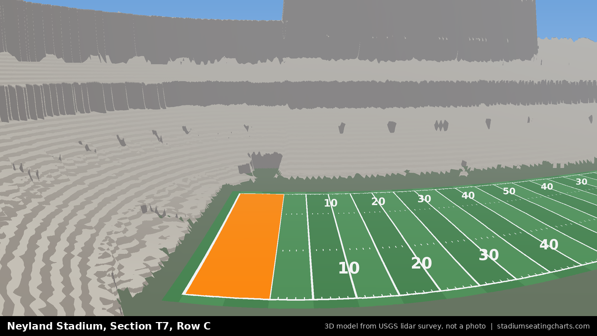 View from Neyland Stadium Section T7, Row C, looking toward the field
