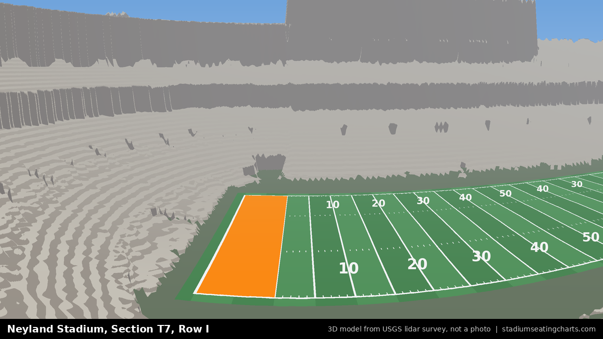 View from Neyland Stadium Section T7, Row I, looking toward the field