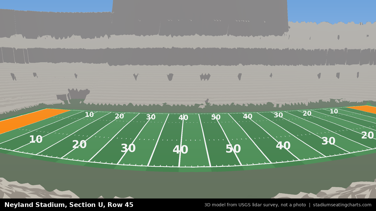 View from Neyland Stadium Section U, Row 45, looking toward the field