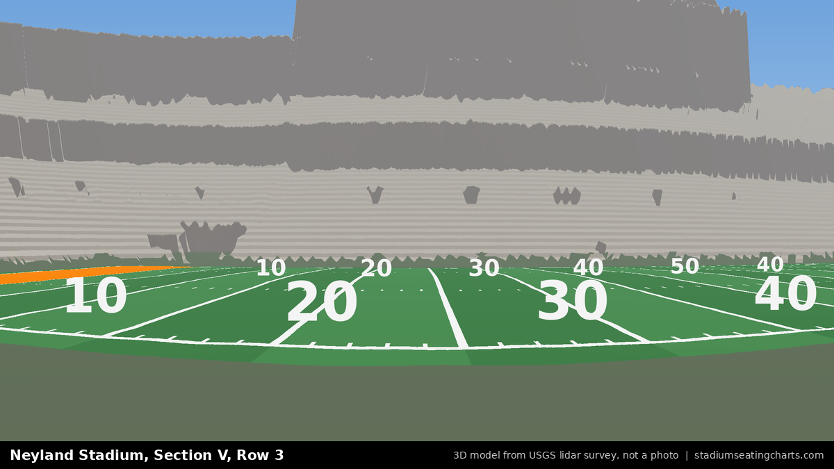 View from Neyland Stadium Section V, Row 3, looking toward the field