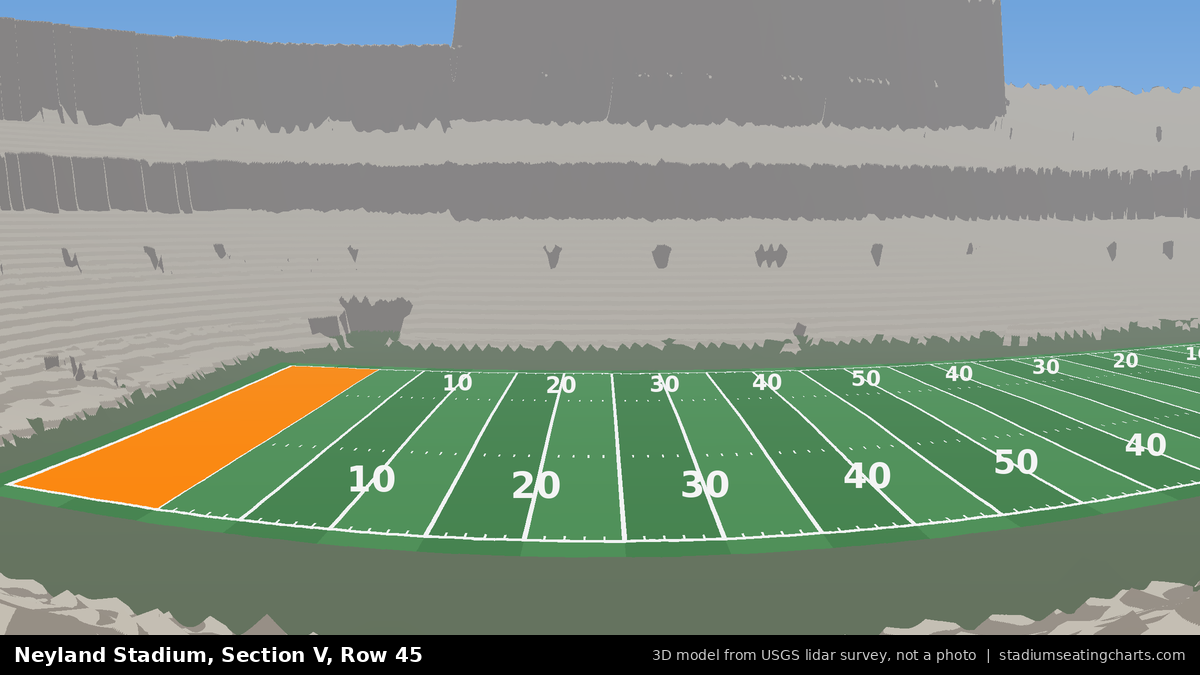 View from Neyland Stadium Section V, Row 45, looking toward the field