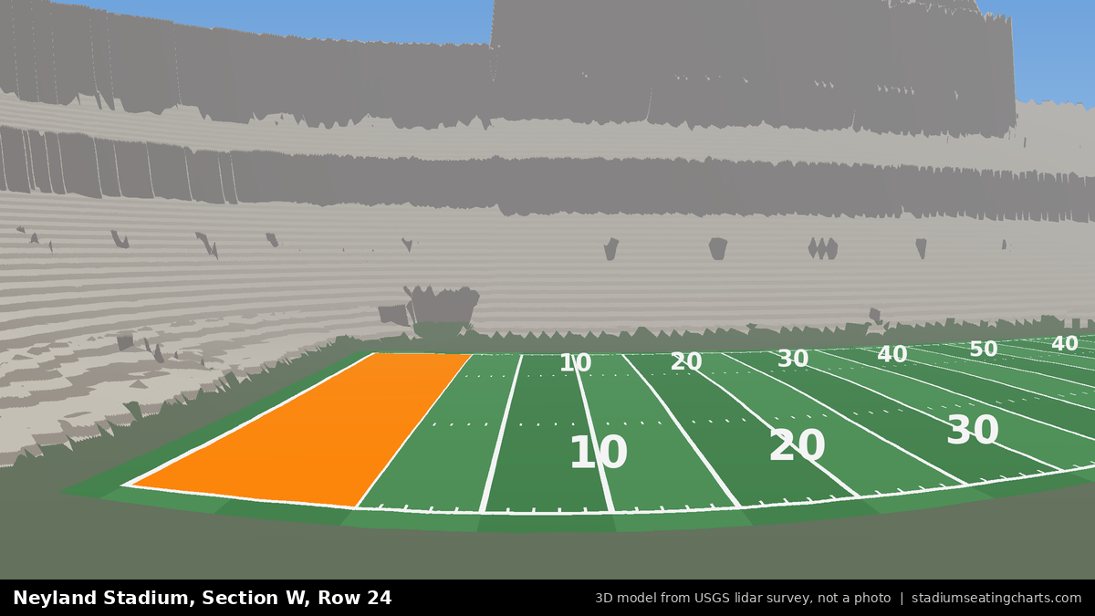 View from Neyland Stadium Section W, Row 24, looking toward the field