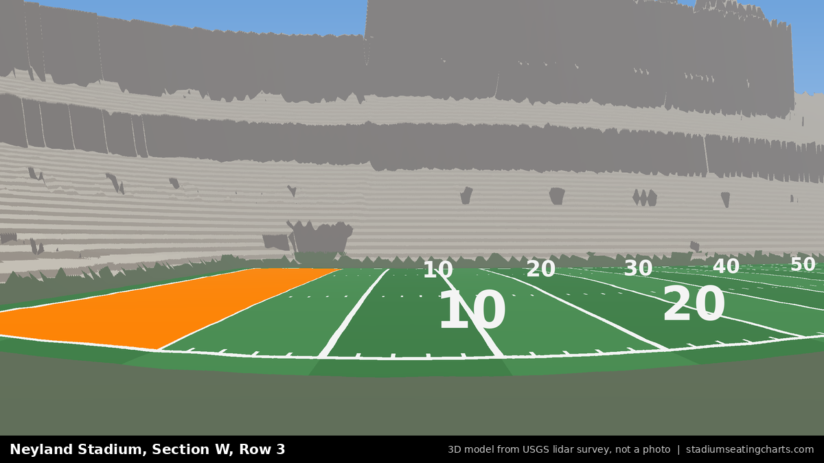 View from Neyland Stadium Section W, Row 3, looking toward the field