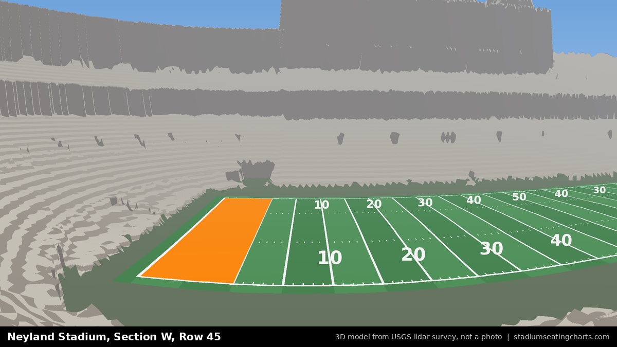View from Neyland Stadium Section W, Row 45, looking toward the field