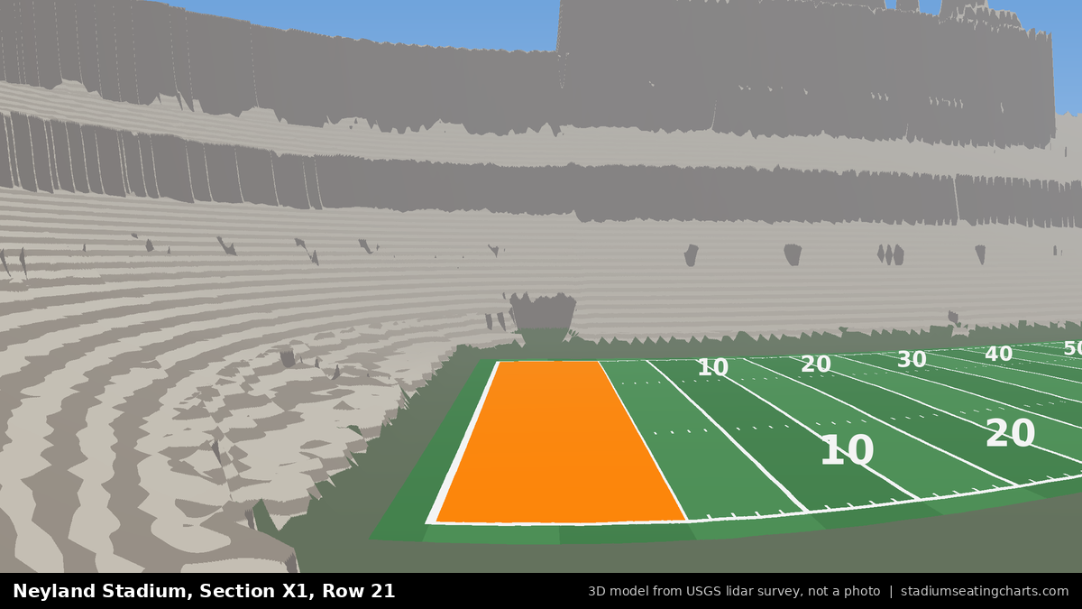 View from Neyland Stadium Section X1, Row 21, looking toward the field