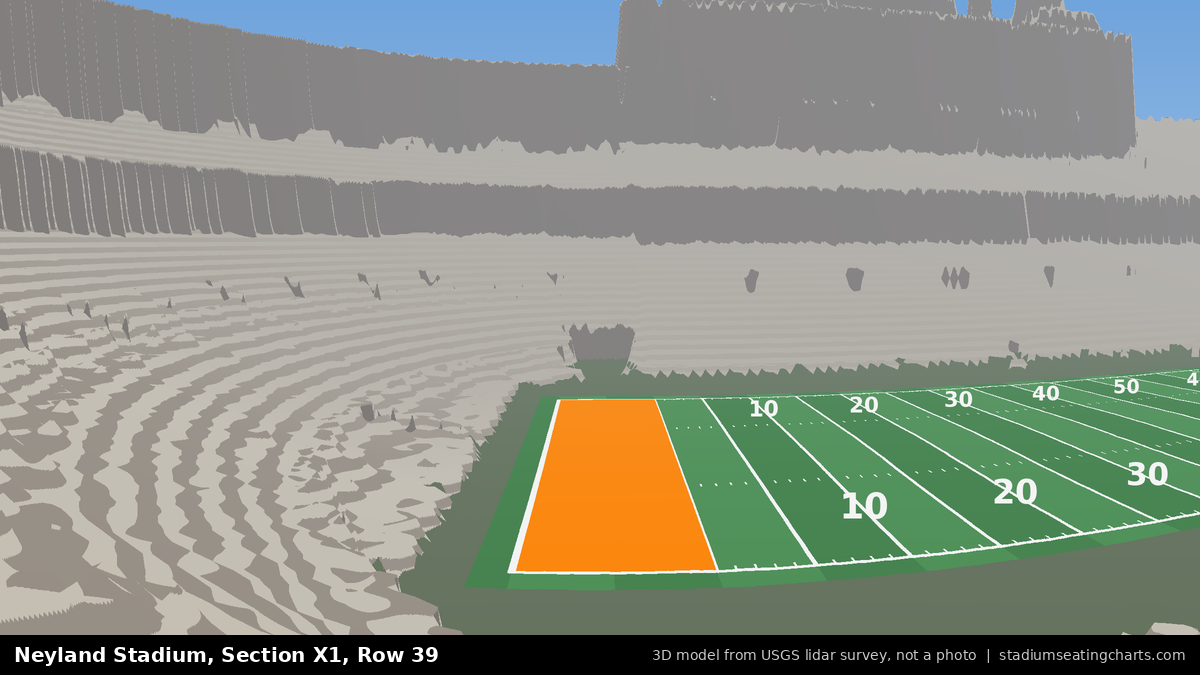 View from Neyland Stadium Section X1, Row 39, looking toward the field