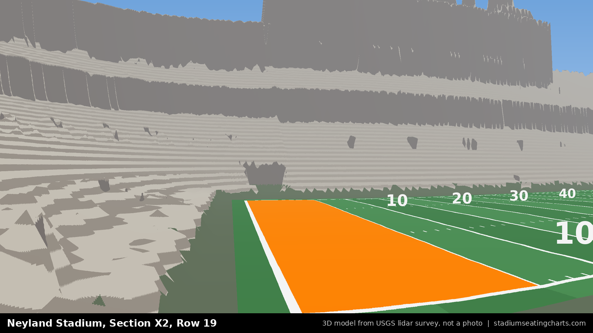 View from Neyland Stadium Section X2, Row 19, looking toward the field
