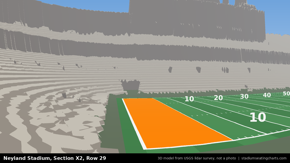 View from Neyland Stadium Section X2, Row 29, looking toward the field