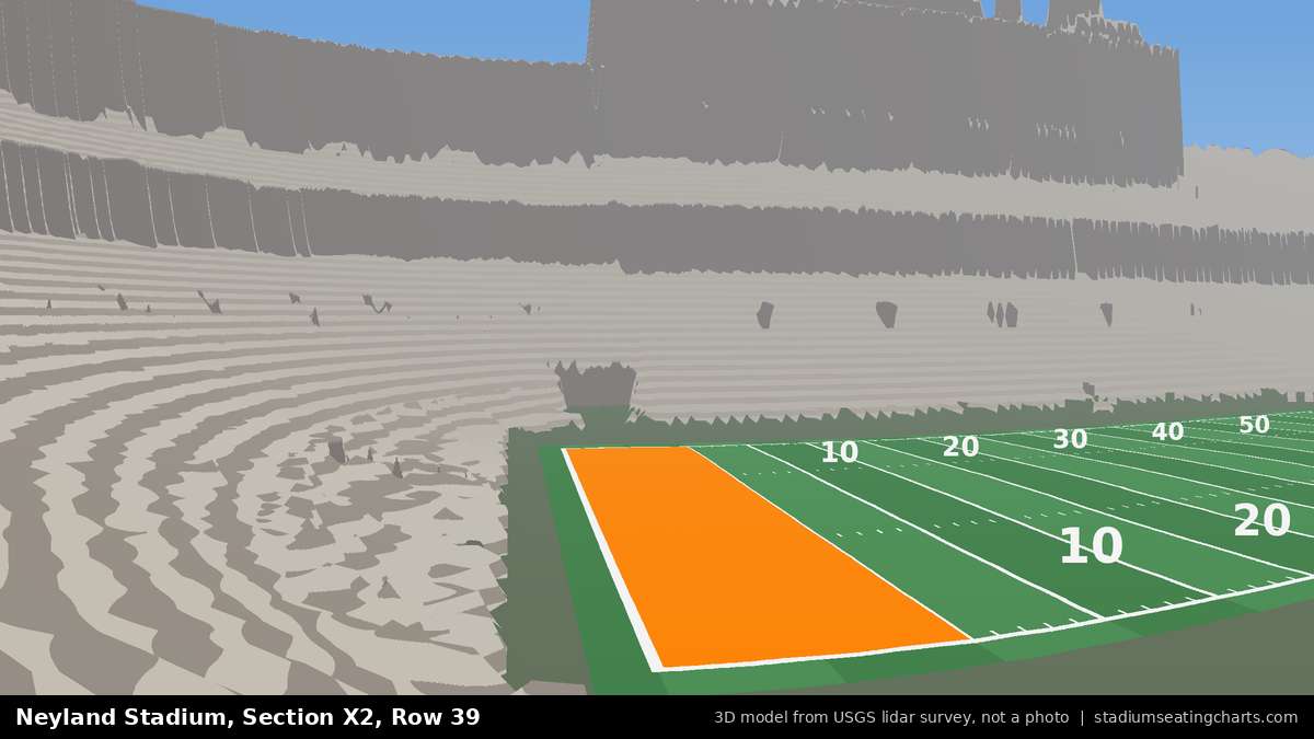 View from Neyland Stadium Section X2, Row 39, looking toward the field
