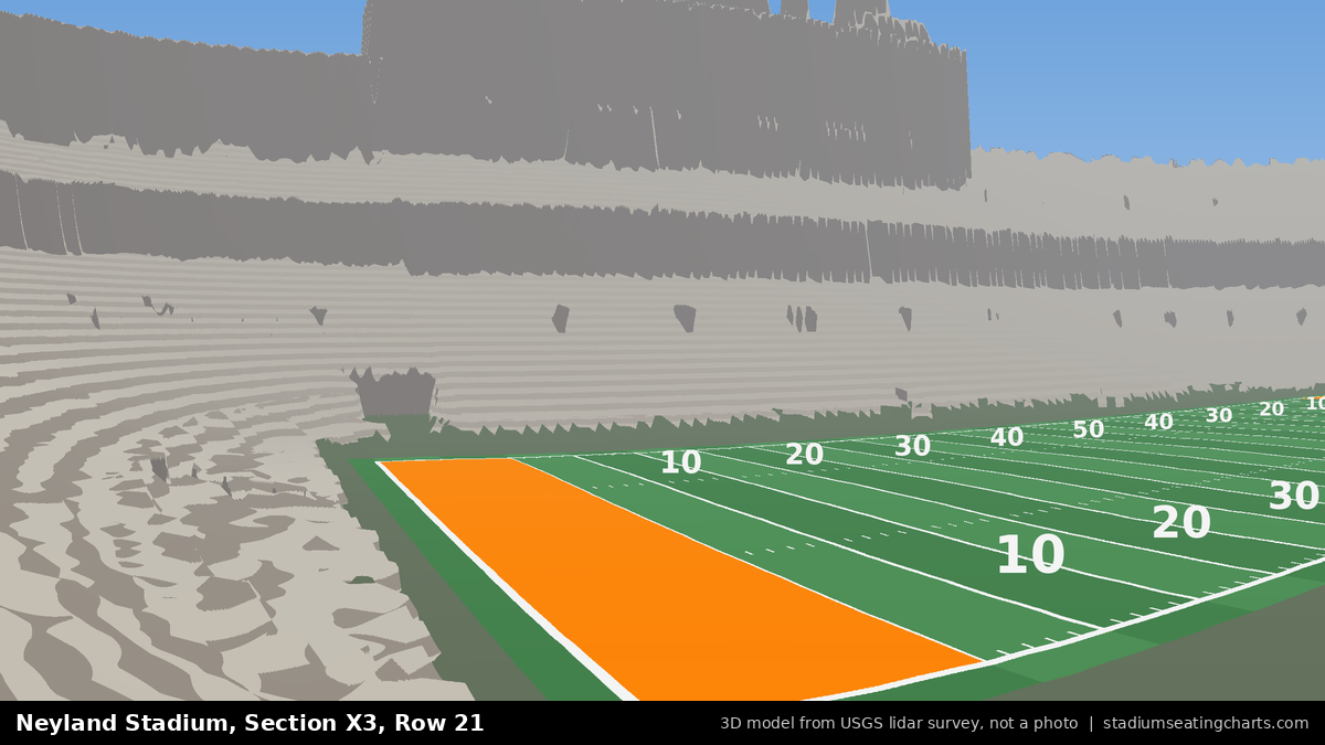 View from Neyland Stadium Section X3, Row 21, looking toward the field