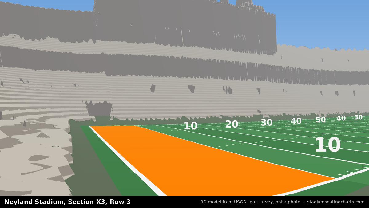 View from Neyland Stadium Section X3, Row 3, looking toward the field
