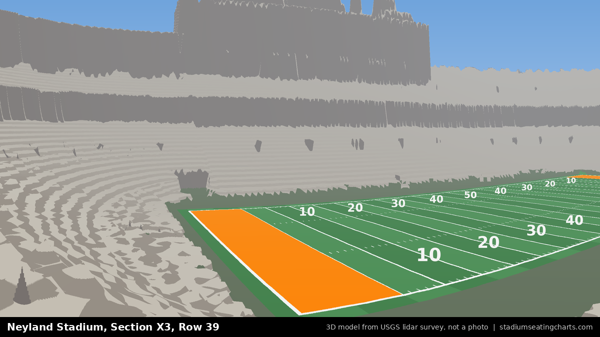 View from Neyland Stadium Section X3, Row 39, looking toward the field