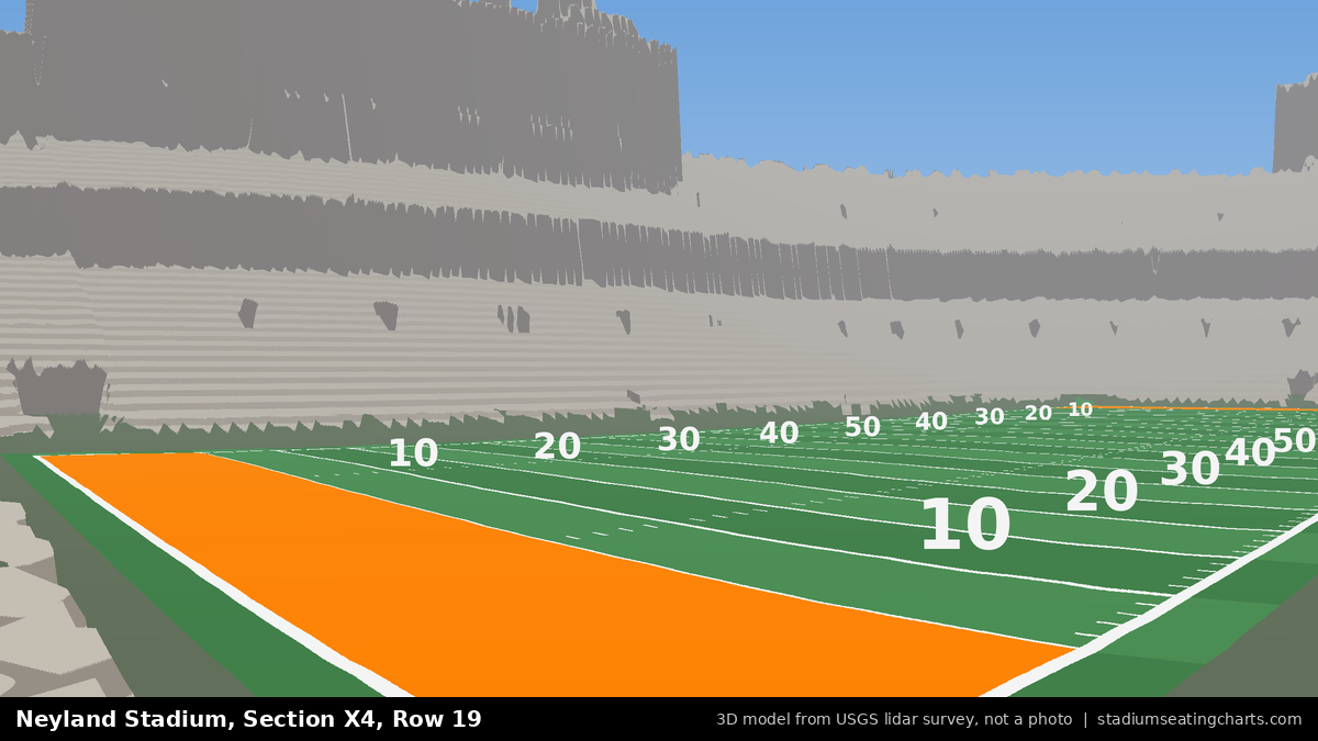 View from Neyland Stadium Section X4, Row 19, looking toward the field