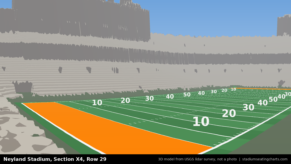 View from Neyland Stadium Section X4, Row 29, looking toward the field