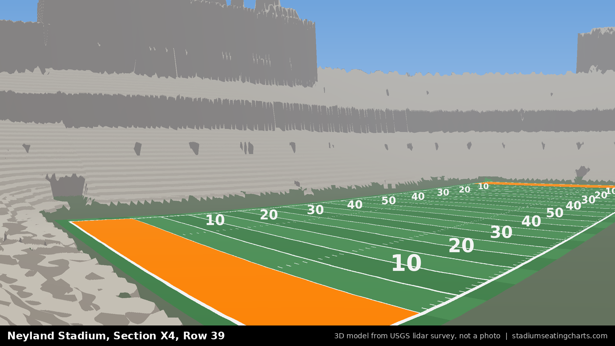 View from Neyland Stadium Section X4, Row 39, looking toward the field