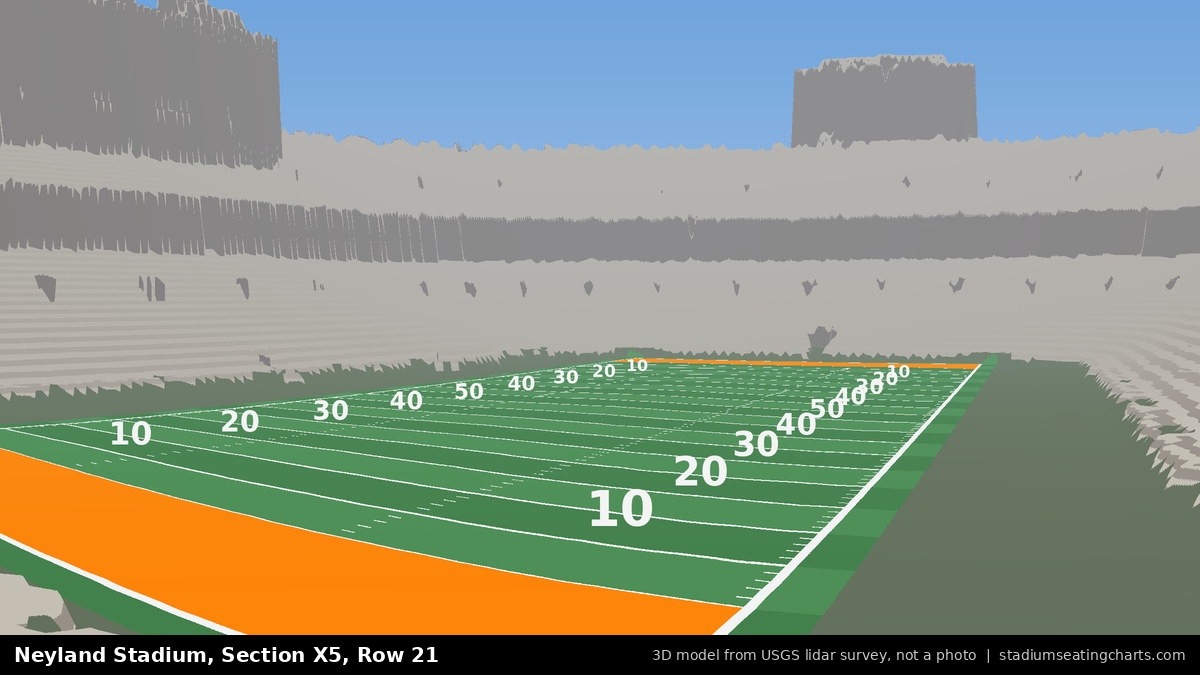 View from Neyland Stadium Section X5, Row 21, looking toward the field