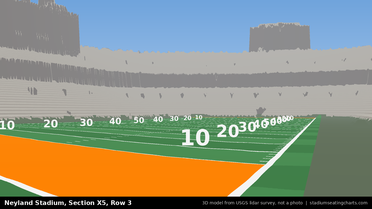 View from Neyland Stadium Section X5, Row 3, looking toward the field