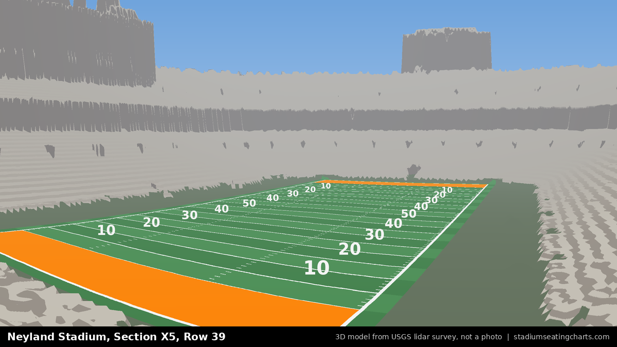 View from Neyland Stadium Section X5, Row 39, looking toward the field