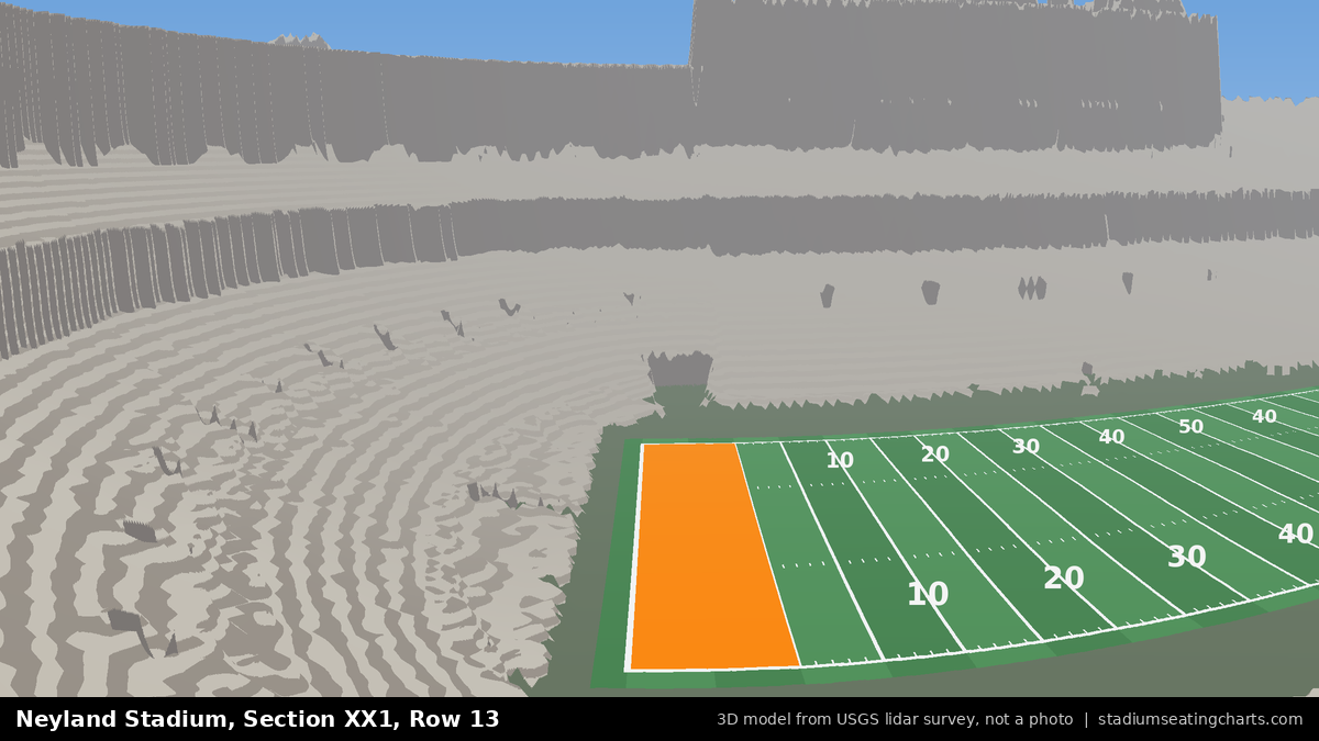 View from Neyland Stadium Section XX1, Row 13, looking toward the field