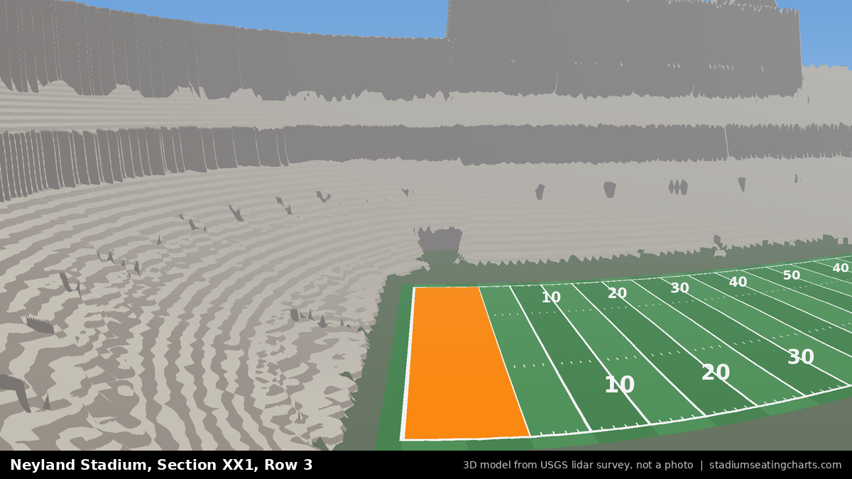 View from Neyland Stadium Section XX1, Row 3, looking toward the field