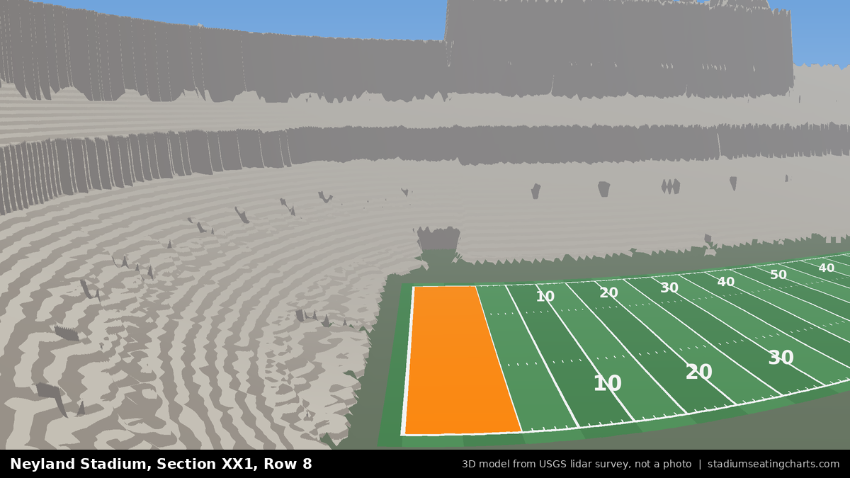 View from Neyland Stadium Section XX1, Row 8, looking toward the field