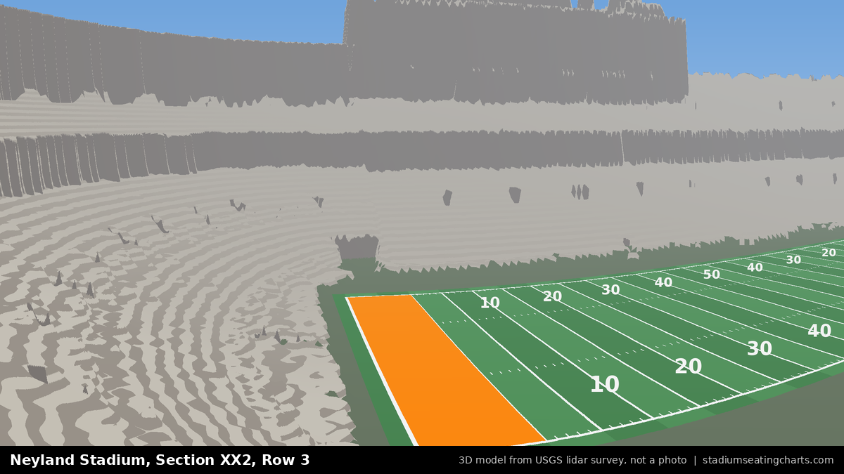 View from Neyland Stadium Section XX2, Row 3, looking toward the field