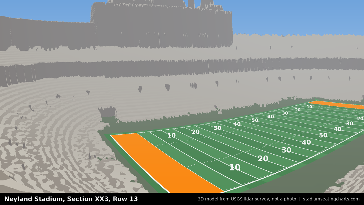 View from Neyland Stadium Section XX3, Row 13, looking toward the field