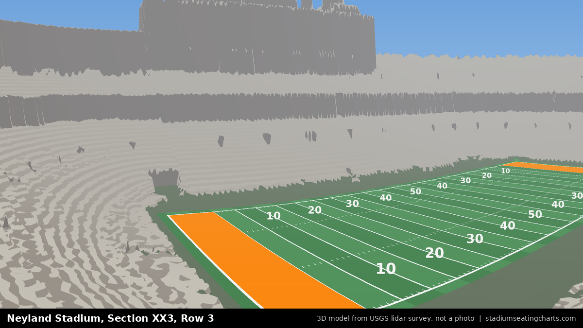 View from Neyland Stadium Section XX3, Row 3, looking toward the field