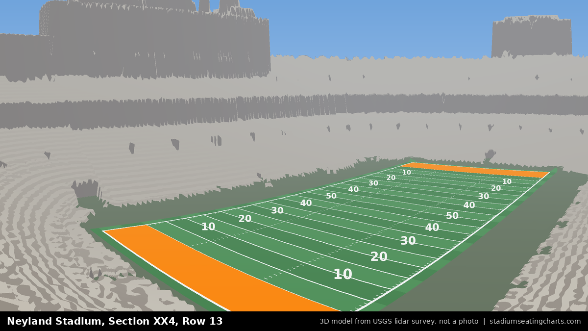 View from Neyland Stadium Section XX4, Row 13, looking toward the field