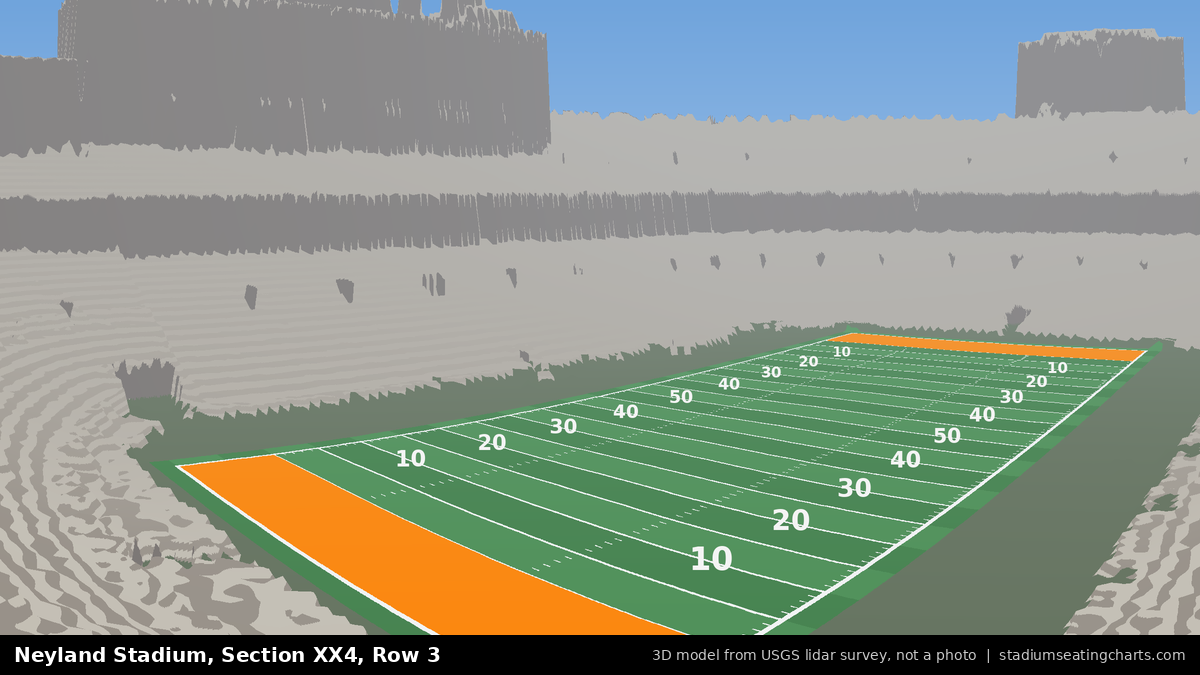 View from Neyland Stadium Section XX4, Row 3, looking toward the field