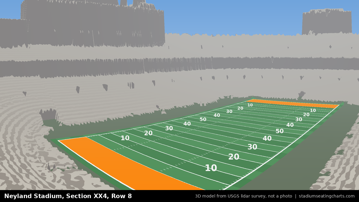 View from Neyland Stadium Section XX4, Row 8, looking toward the field