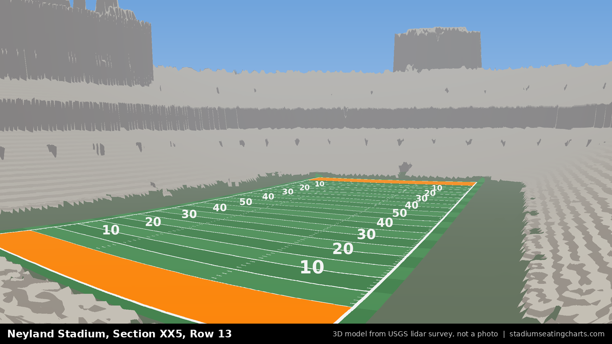 View from Neyland Stadium Section XX5, Row 13, looking toward the field