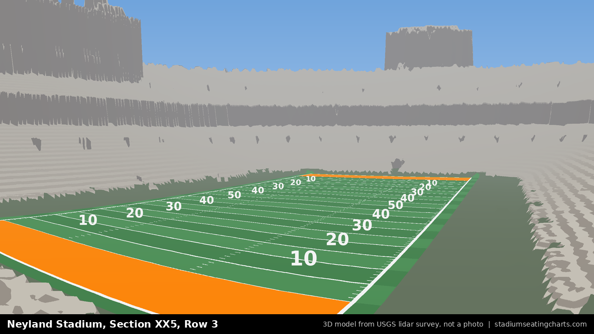 View from Neyland Stadium Section XX5, Row 3, looking toward the field