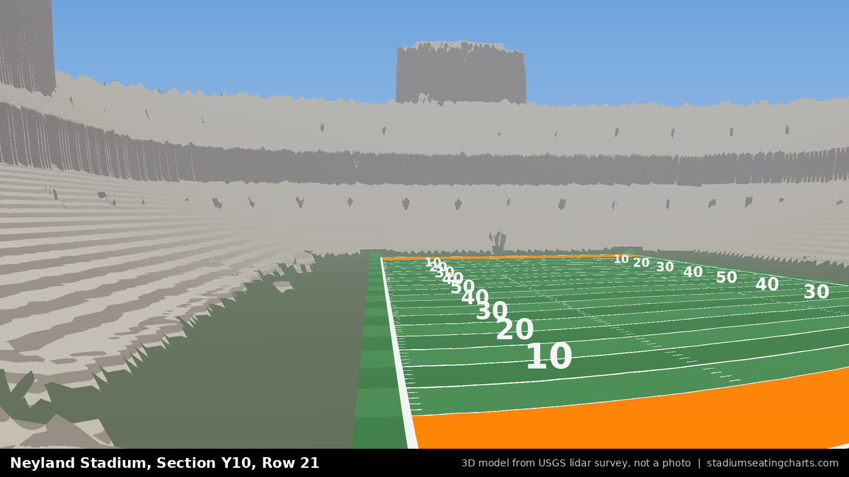 View from Neyland Stadium Section Y10, Row 21, looking toward the field