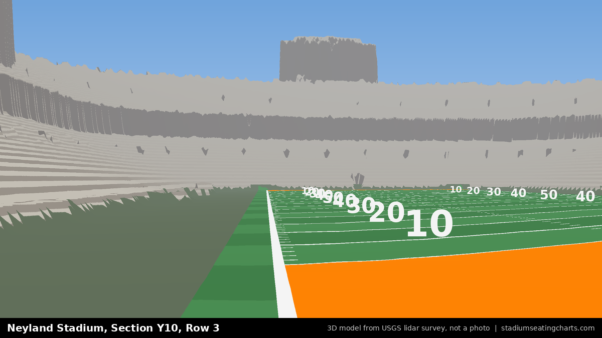 View from Neyland Stadium Section Y10, Row 3, looking toward the field