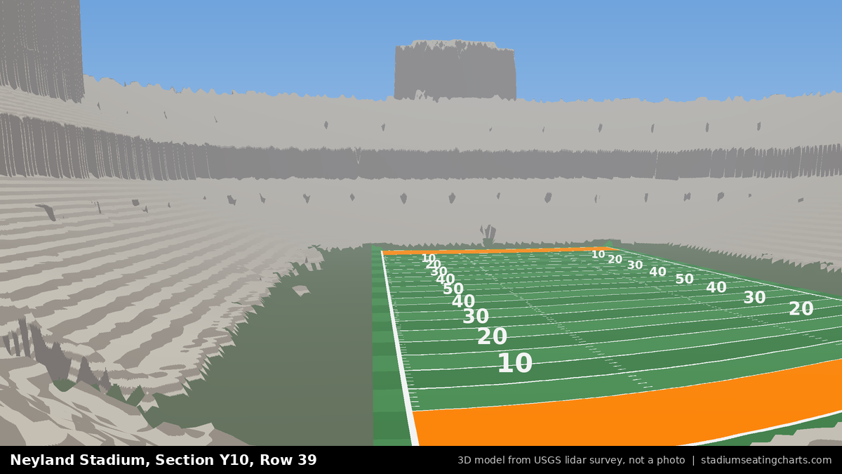 View from Neyland Stadium Section Y10, Row 39, looking toward the field