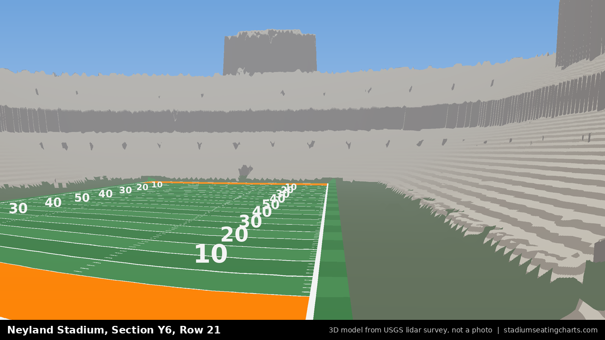 View from Neyland Stadium Section Y6, Row 21, looking toward the field