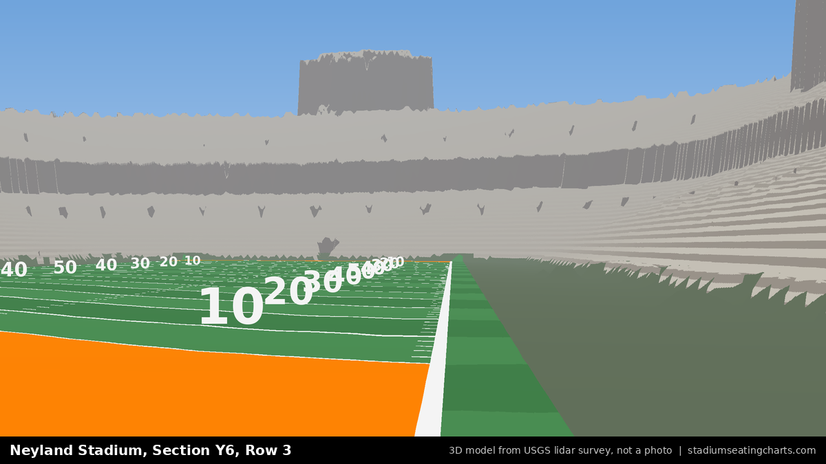 View from Neyland Stadium Section Y6, Row 3, looking toward the field