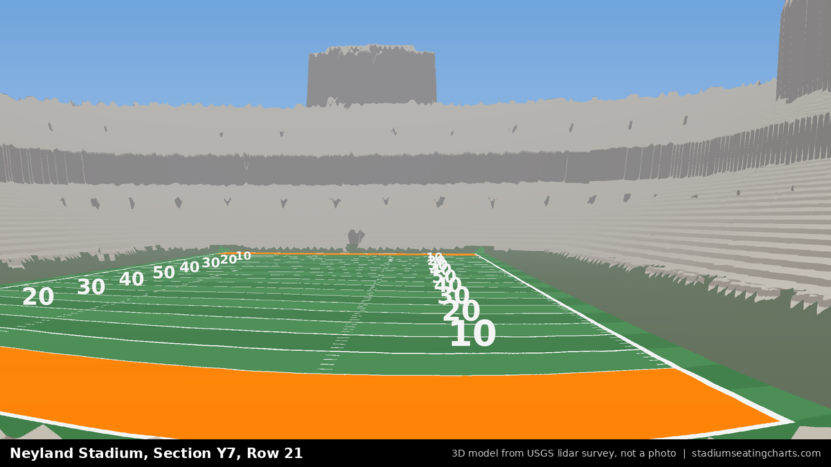 View from Neyland Stadium Section Y7, Row 21, looking toward the field