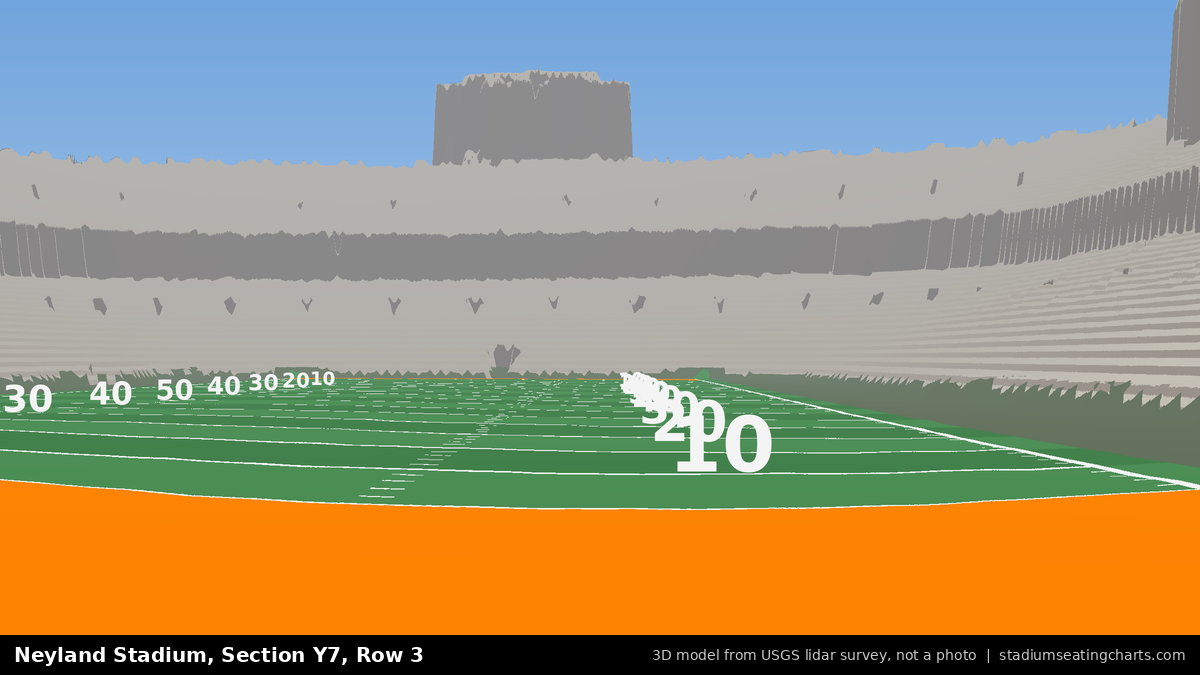 View from Neyland Stadium Section Y7, Row 3, looking toward the field