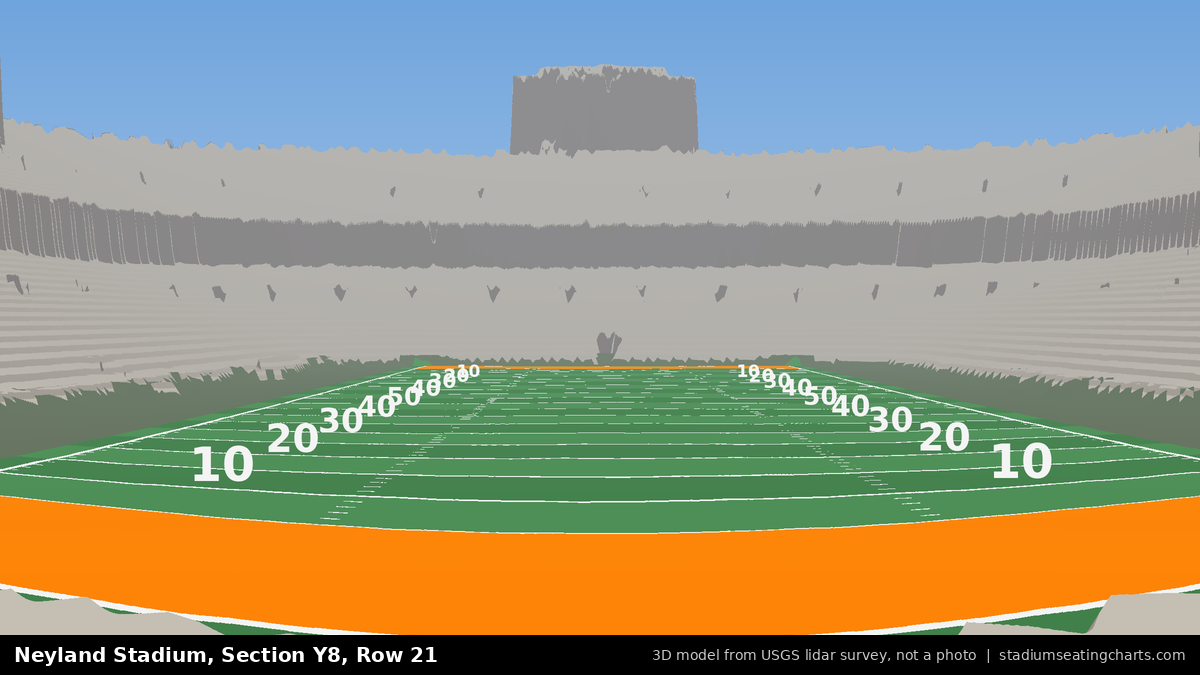 View from Neyland Stadium Section Y8, Row 21, looking toward the field
