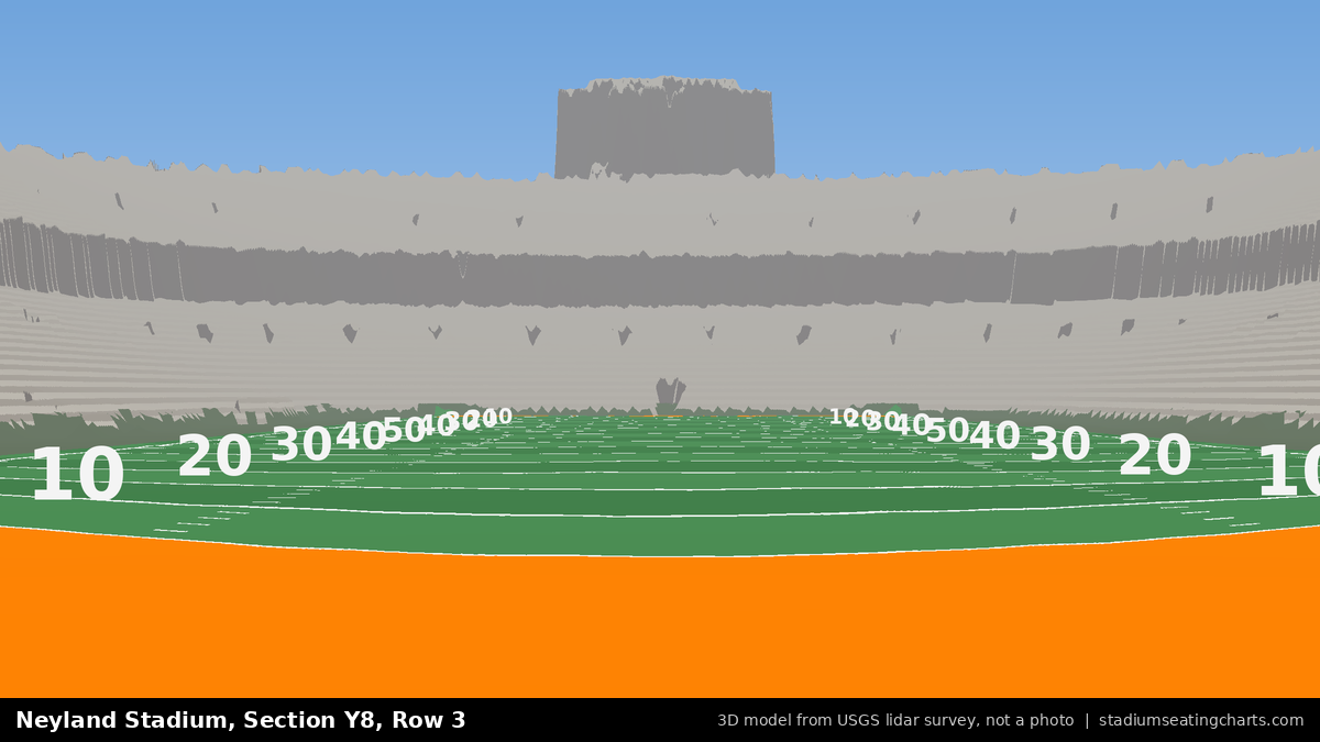 View from Neyland Stadium Section Y8, Row 3, looking toward the field