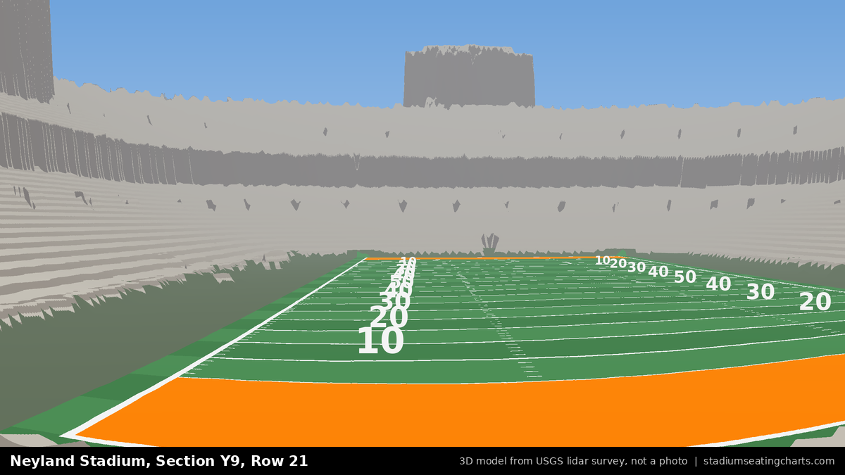 View from Neyland Stadium Section Y9, Row 21, looking toward the field