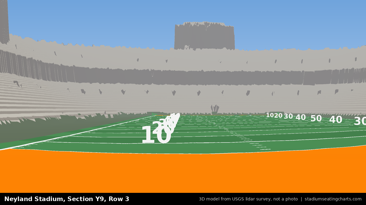 View from Neyland Stadium Section Y9, Row 3, looking toward the field