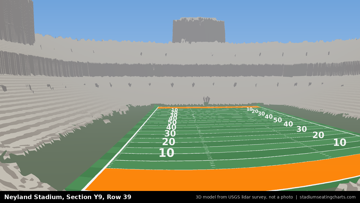 View from Neyland Stadium Section Y9, Row 39, looking toward the field