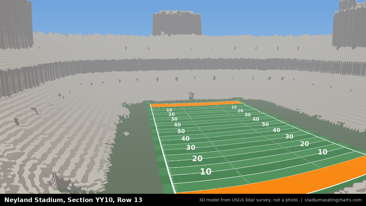 View from Neyland Stadium Section YY10, Row 13, looking toward the field