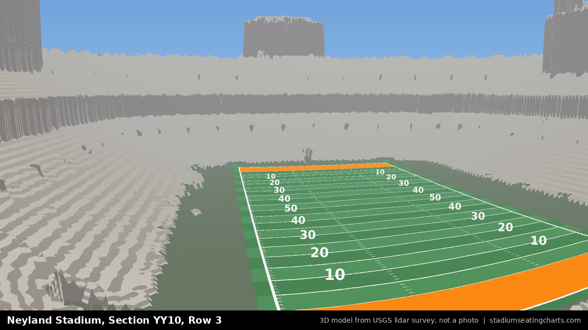 View from Neyland Stadium Section YY10, Row 3, looking toward the field