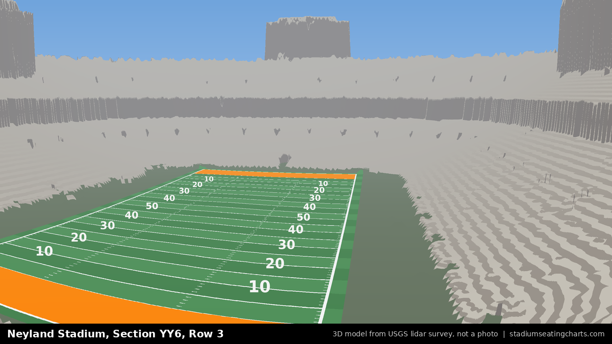 View from Neyland Stadium Section YY6, Row 3, looking toward the field
