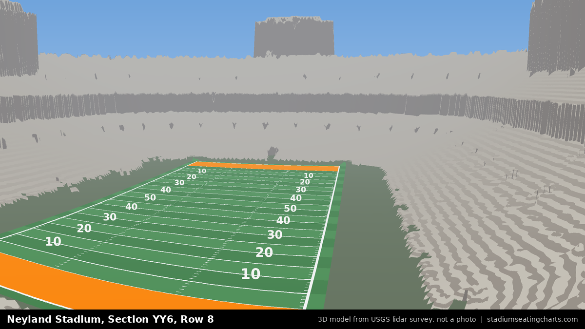 View from Neyland Stadium Section YY6, Row 8, looking toward the field